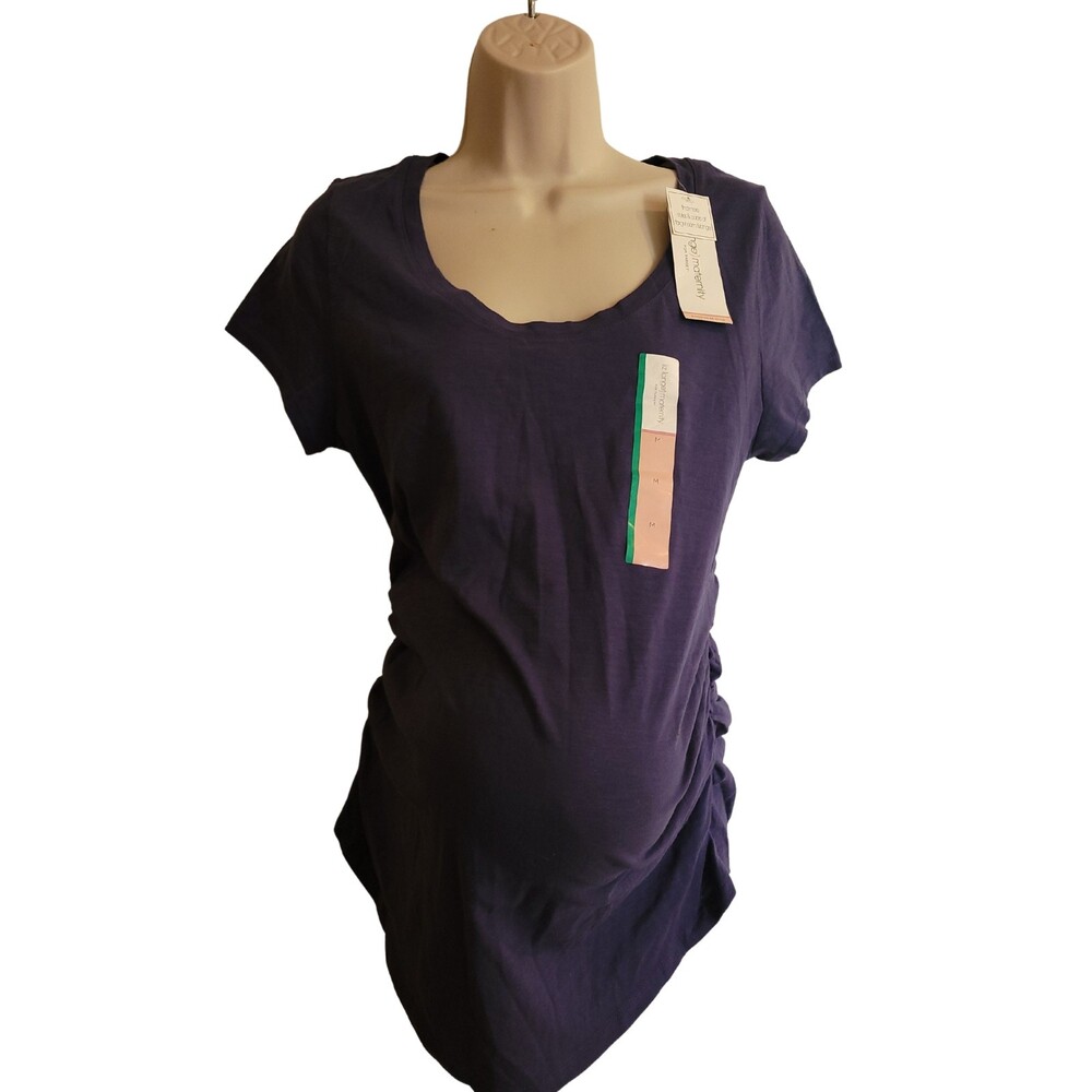 Liz Lange Maternity NWT Navy Blue Blouse/Tee Shirt Size Medium 100% Cotton